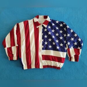 Vintage USA Patriotic American Flag Jacket by Limited Edition Sz M Embroidered